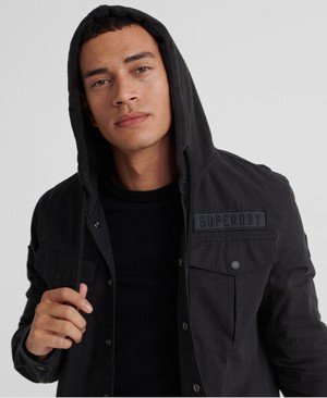 Superdry Utility Hosszú Ujjú Hooded Ing Férfi Kabát Fekete | HVMIU4016